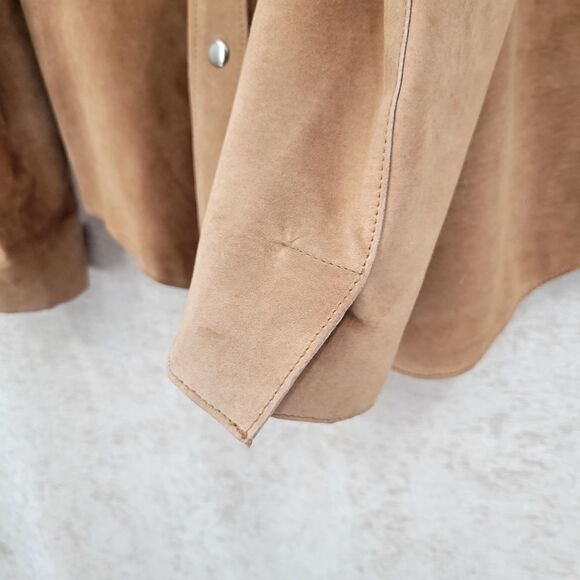 Kim Rogers Leather Schaket Shirt Jacket Snap Closures Tan Women's Size XL - Picture 4 of 13